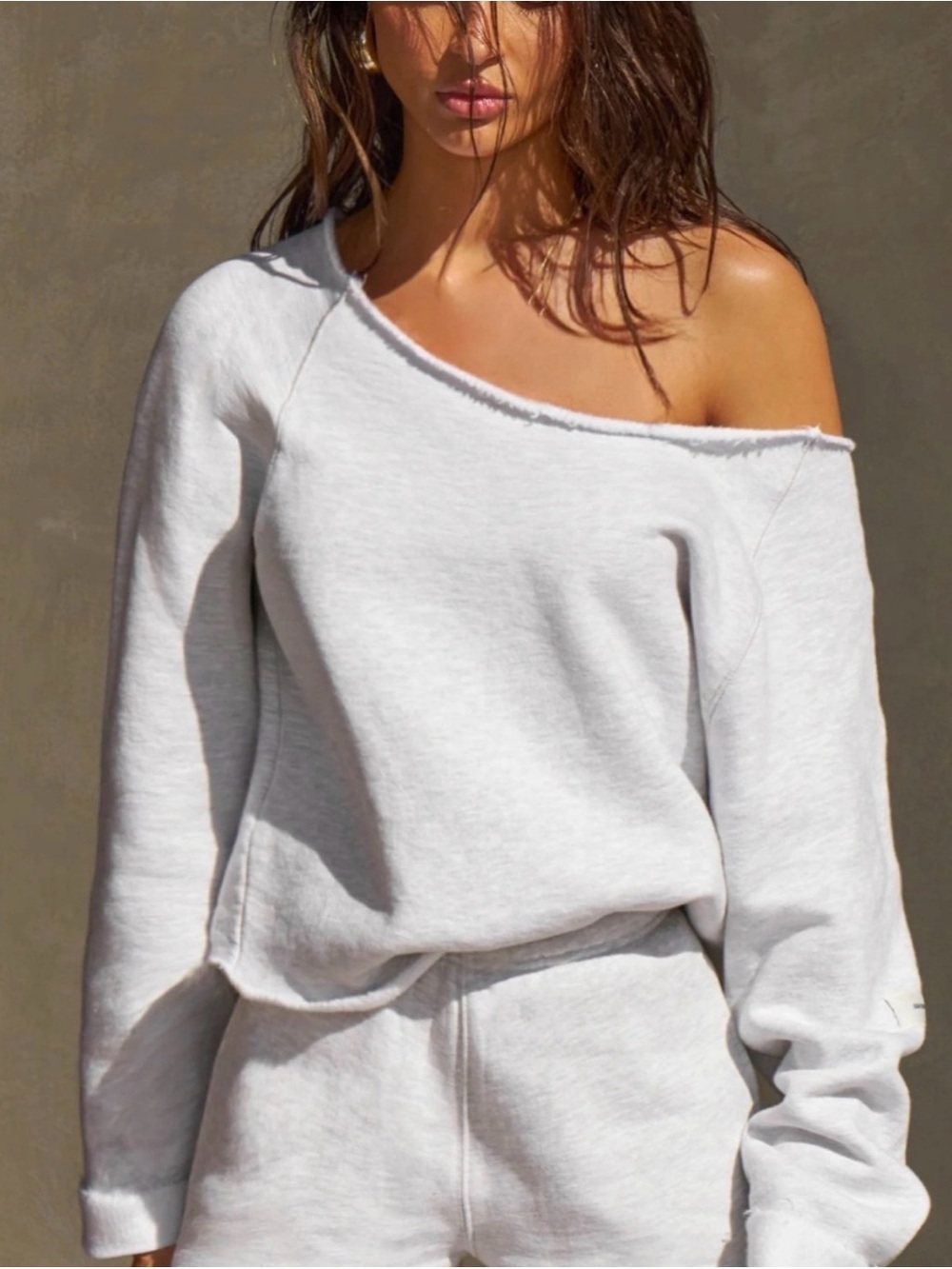 Slouchy Pullover Sweatshirt - Pearl Gray French Terry